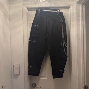 Carmar Black Cargo Pants with assorted multiple loop holes & chain with latches